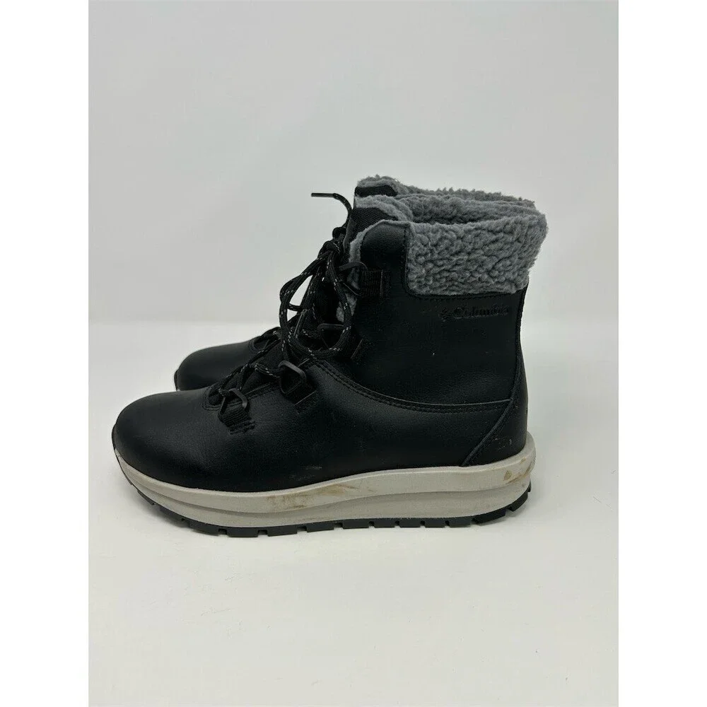 Columbia Moritza Snow Boots Black Gray Waterproof Insulated Lace Up Size 8